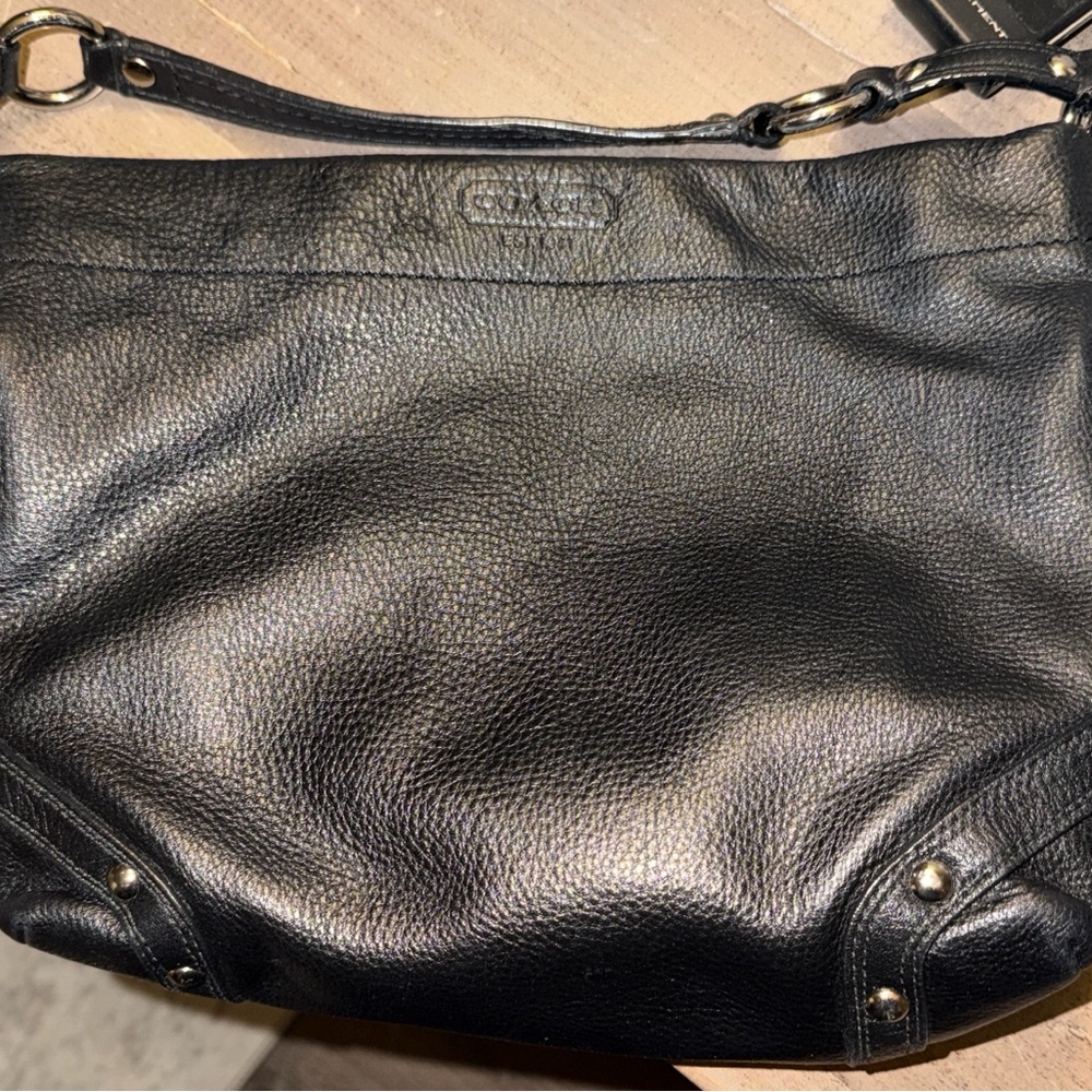 Coach Black Pebbled Leather Hobo Shoulder Bag